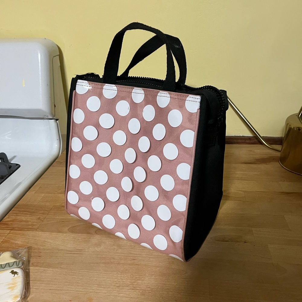 Kate spade pink & white polka dog lunch bag / tote